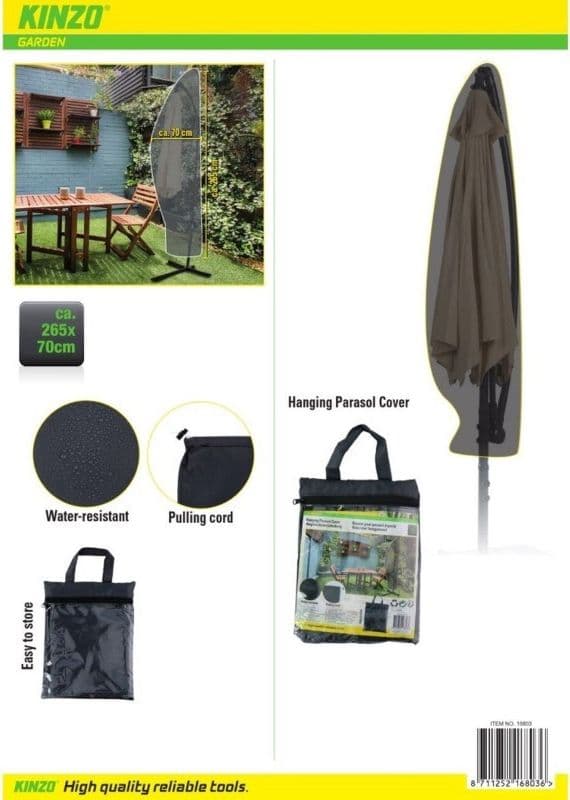 Kinzo - Protective Cover for Garden Umbrella 265x70 cm (Anthracite) - 6
