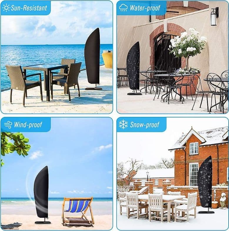 Kinzo - Protective Cover for Garden Umbrella 265x70 cm (Anthracite) - 7