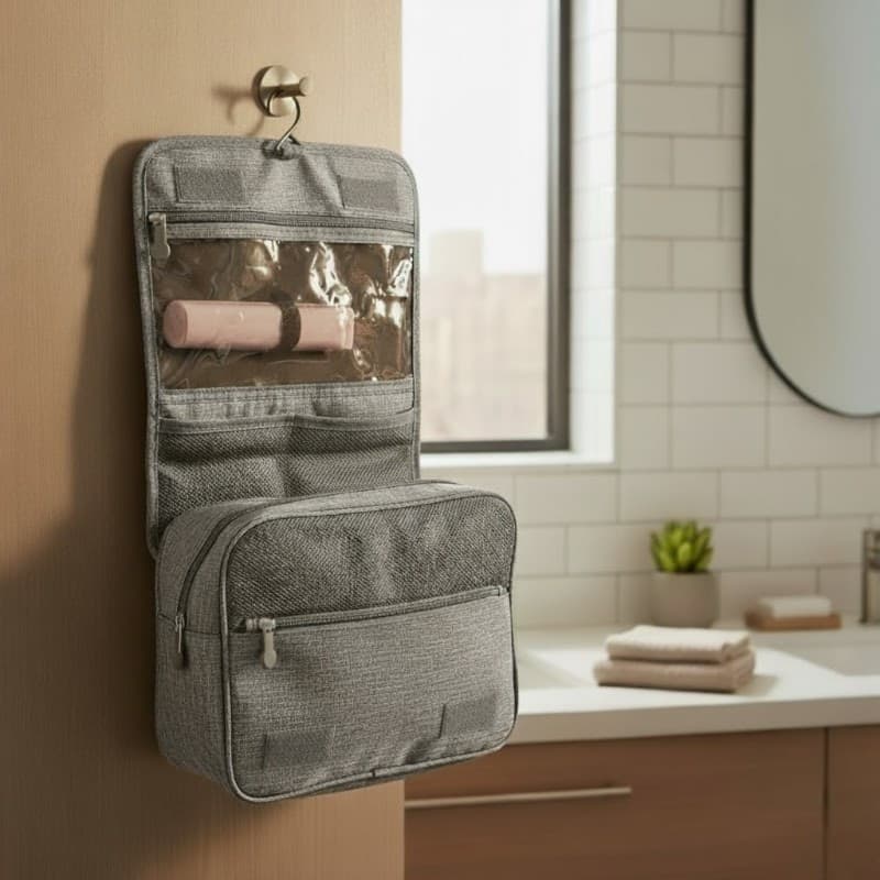 Dunlop – Travel Toiletry Bag with Hanging Hook 25x20x10 cm (Grey) - 5