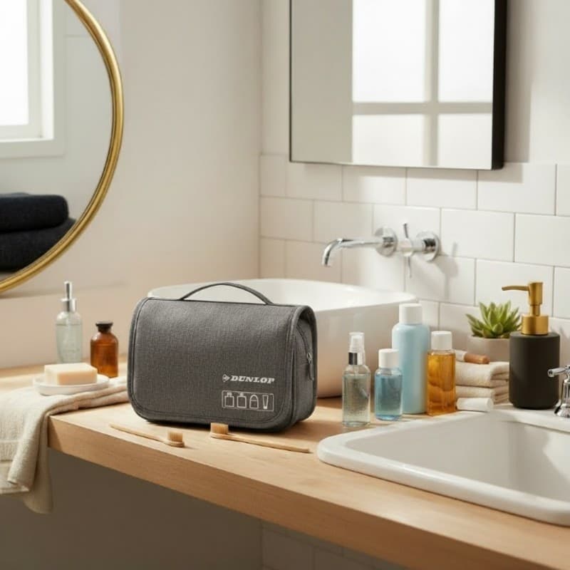 Dunlop – Travel Toiletry Bag with Hanging Hook 25x20x10 cm (Grey) - 10