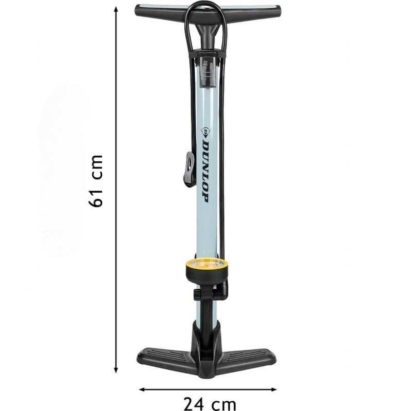Dunlop - Floor pump for bikes, balls, mattresses with pressure gauge (Blue) - 20