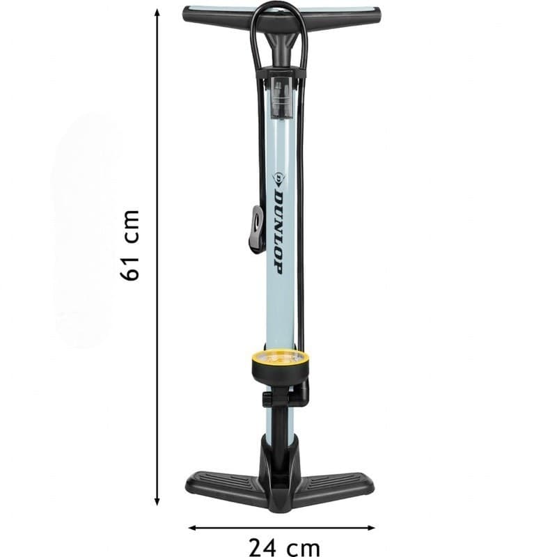 Dunlop - Floor pump for bikes, balls, mattresses with pressure gauge (Blue) - 10