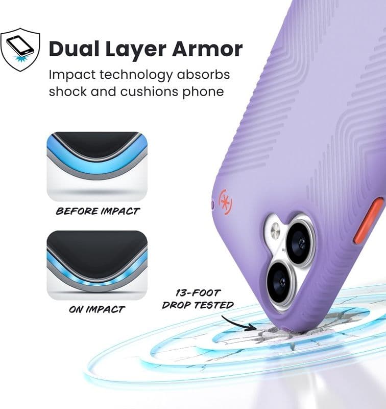 Speck Presidio Lux Grip MagSafe - Custodia per iPhone 17 (viola sfumato/viola magico/nuovo papavero) - 12