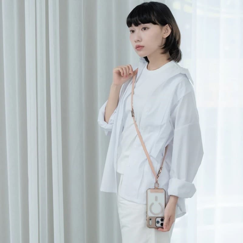 Moshi 2-in-1 Wrist & Body Strap with Adapter - Cordino per telefono in ecopelle (marrone Milktea) - 16