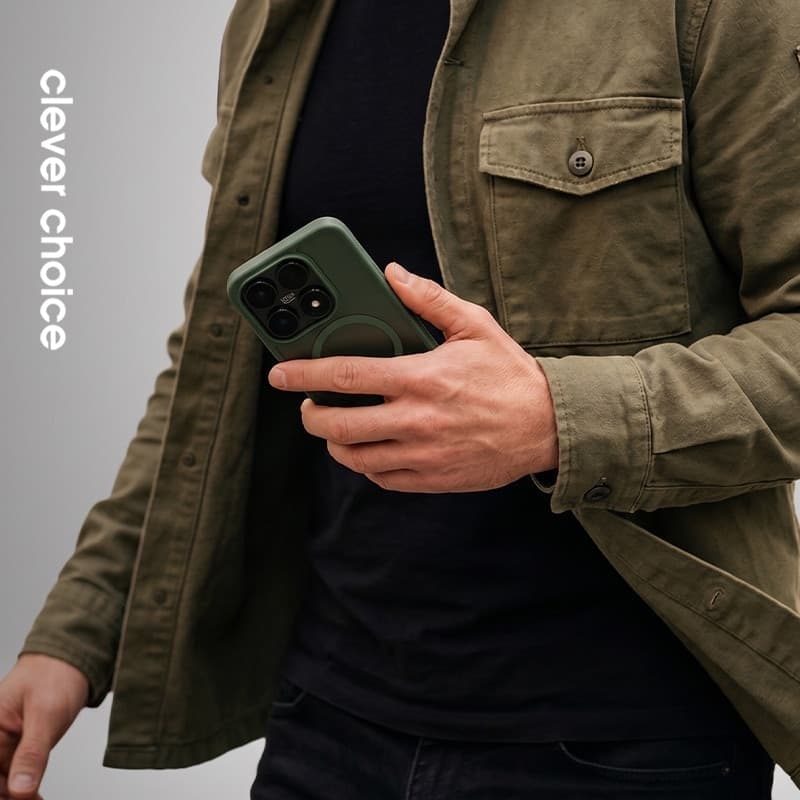 Crong Hybrid Matte Magnetic - Custodia MagSafe per Xiaomi 17 (verde) - 4