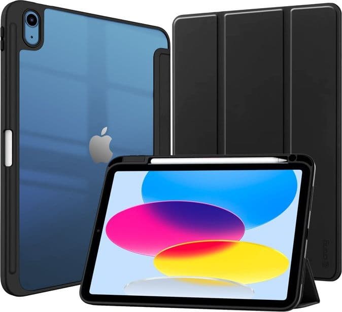 Crong PrimeFolio – Custodia per iPad 11" (2025) / iPad 10.9" (2022) con supporto e vano porta-Apple Pencil (Nero/Trasparente) - 2