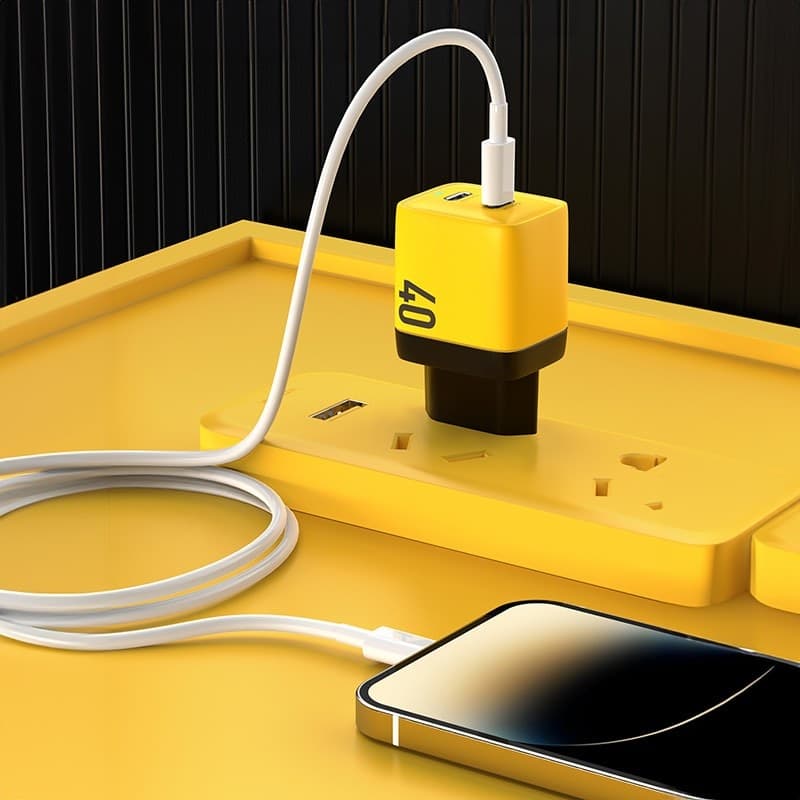 WEKOME WP-U128 - 2x USB-C Super Fast Charge GaN 40W mains charger (Yellow) - 6