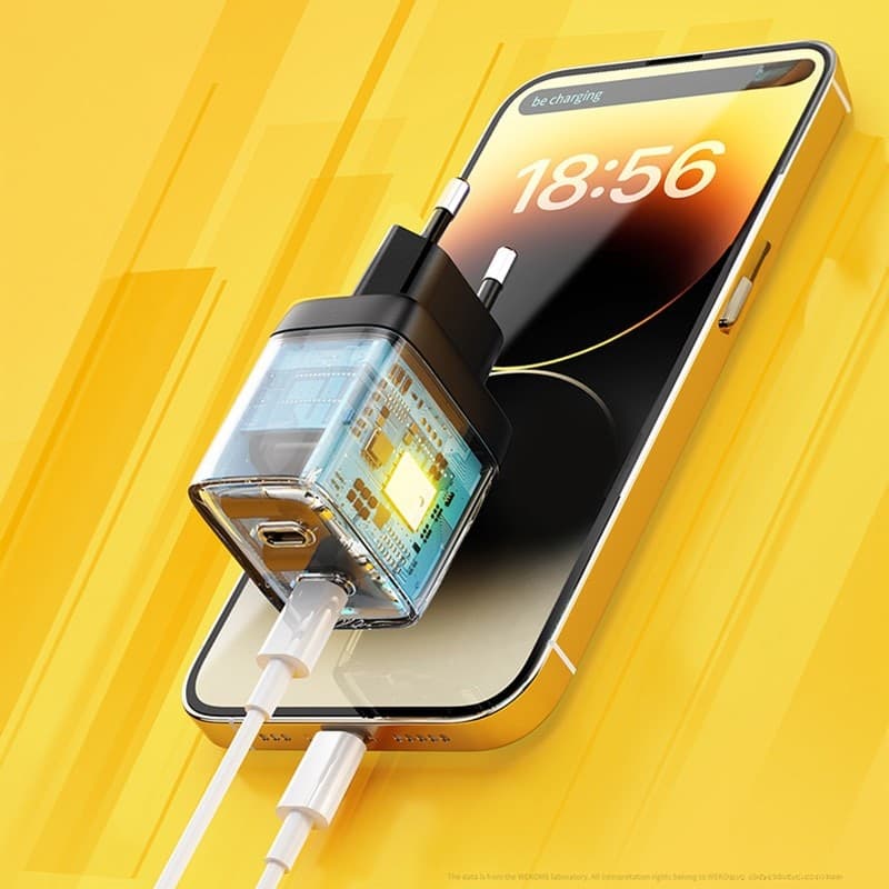 WEKOME WP-U128 - 2x USB-C Super Fast Charge GaN 40W mains charger (Yellow) - 9