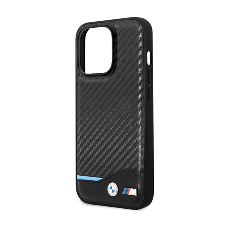 BMW Leather Carbon Blue Line - Case for iPhone 13 Pro (Black) - 6