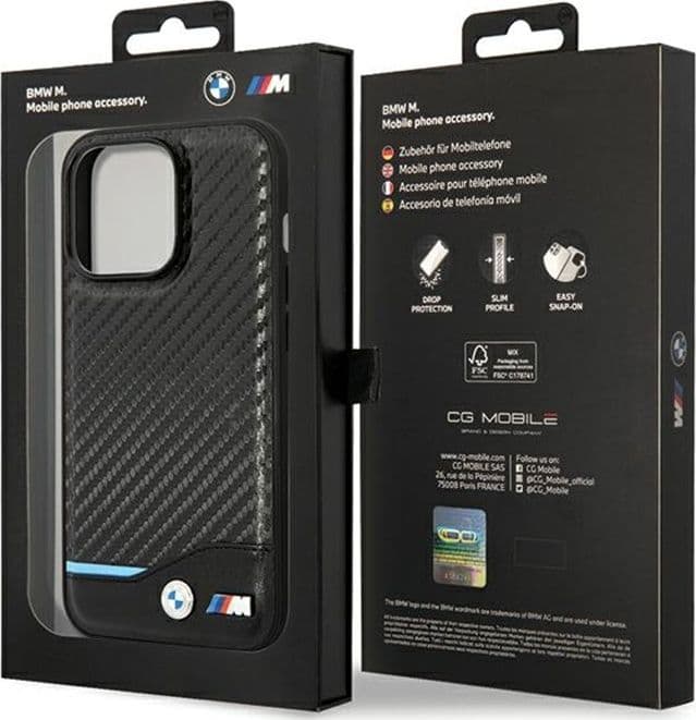 BMW Leather Carbon Blue Line - Case for iPhone 13 Pro (Black) - 8