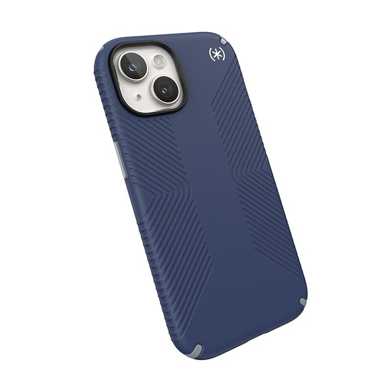 Speck Presidio2 Grip Magsafe - Custodia per iPhone 16e / iPhone 15 / iPhone 14 / iPhone 13 (Blu costiero / Grigio polvere / Bian - 4
