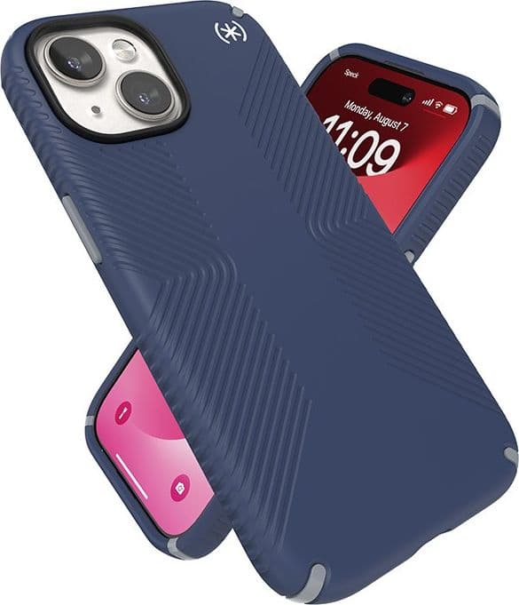 Speck Presidio2 Grip Magsafe - Custodia per iPhone 16e / iPhone 15 / iPhone 14 / iPhone 13 (Blu costiero / Grigio polvere / Bian - 7