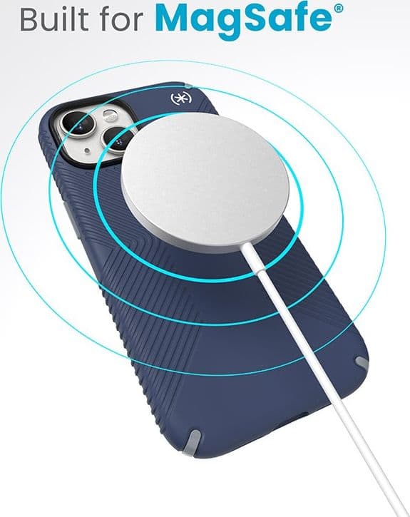 Speck Presidio2 Grip Magsafe - Custodia per iPhone 16e / iPhone 15 / iPhone 14 / iPhone 13 (Blu costiero / Grigio polvere / Bian - 10