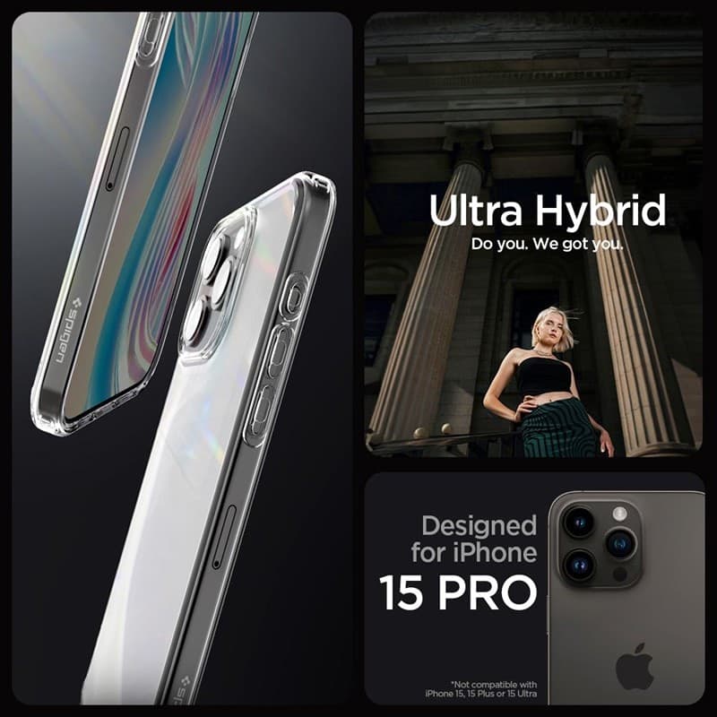 Spigen Ultra Hybrid - Case for iPhone 15 Pro (Frost Clear) - 10