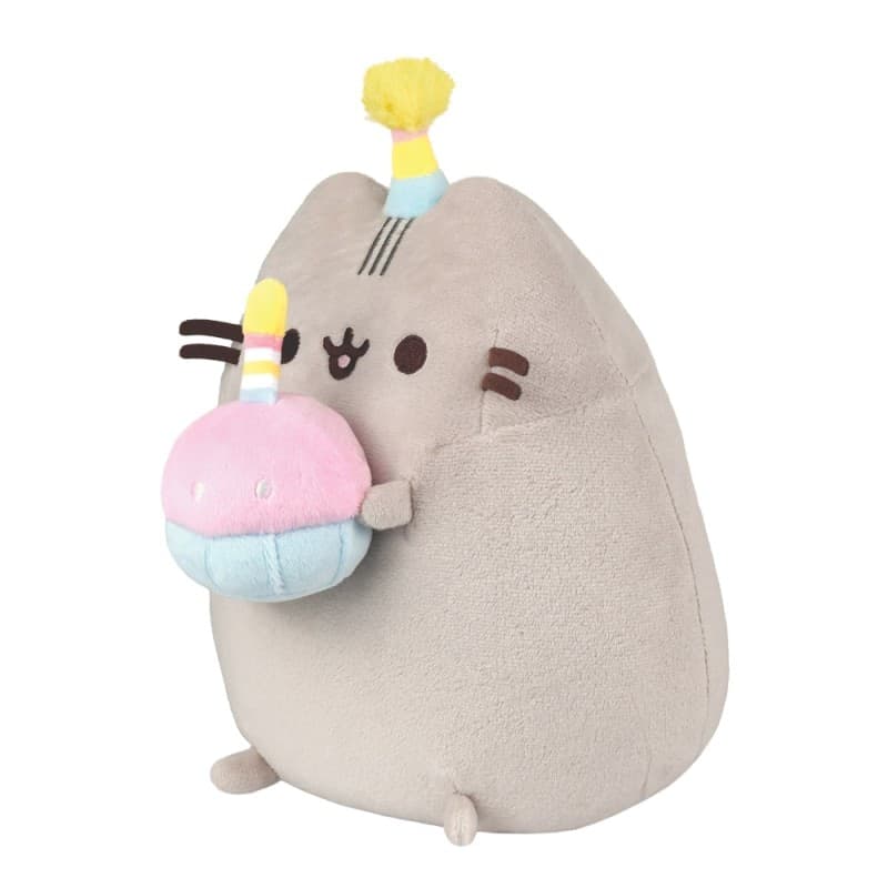 Pusheen - Peluche con cappello da compleanno e torta da 24 cm - 5
