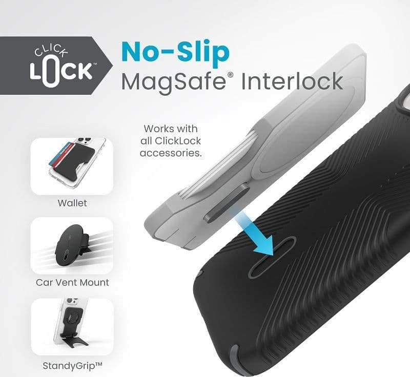 Speck Presidio2 Grip ClickLock & MagSafe - Custodia per iPhone 16e / iPhone 15 / iPhone 14 / iPhone 13 (Nero) - 2