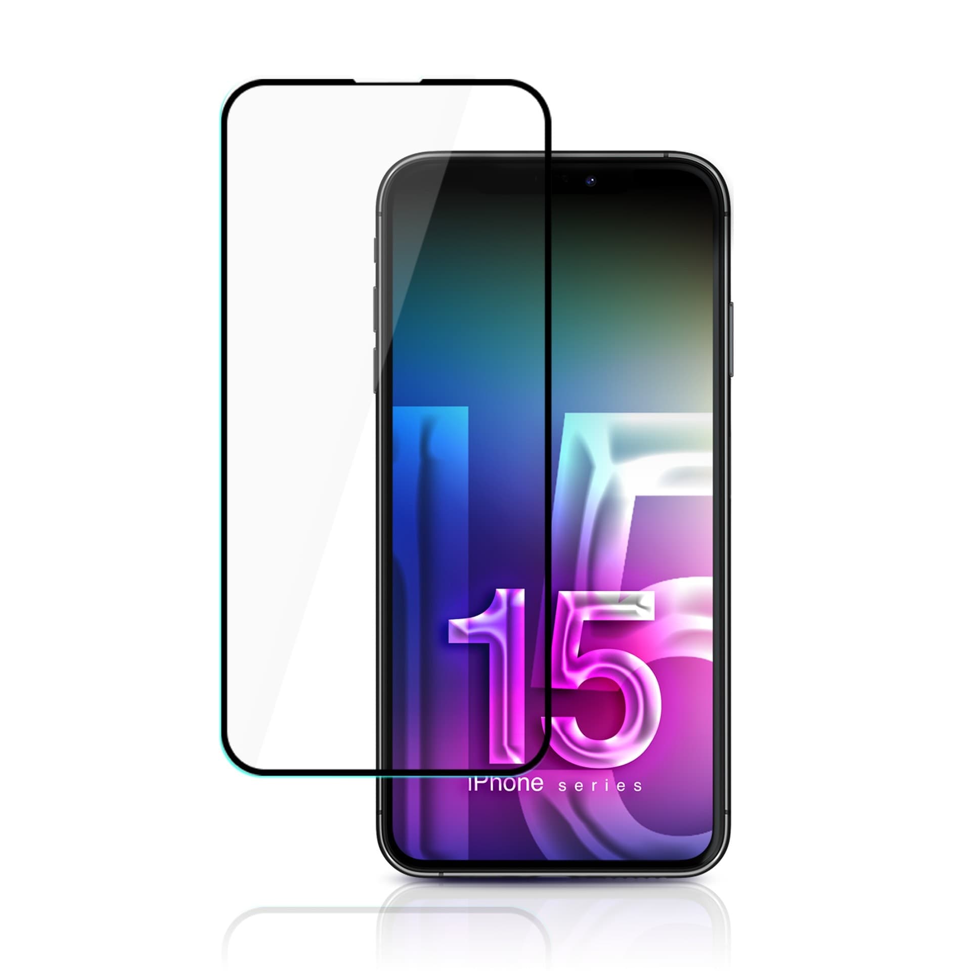 3mk HardGlass Max Lite - Tempered Glass for iPhone 15 Pro (Black) - 2