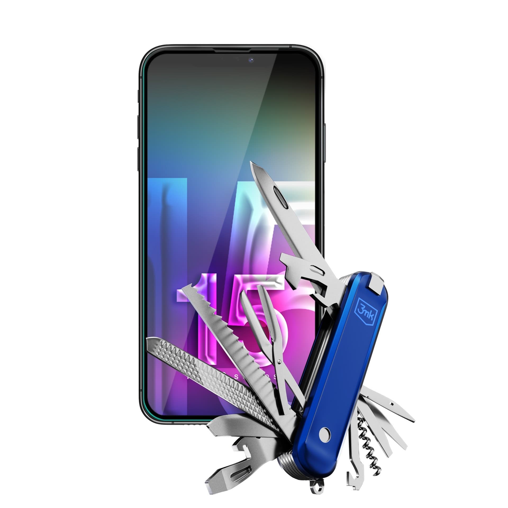 3mk HardGlass Max Lite - Tempered Glass for iPhone 15 Pro Max (Black) - 4