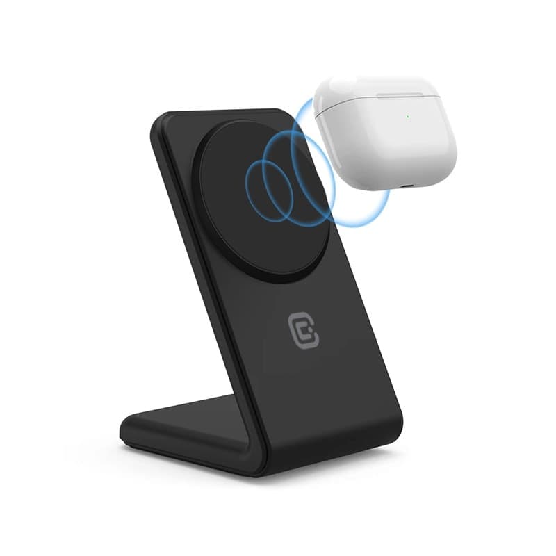 Crong MagSpot Stand - Caricabatterie wireless 2 in 1 con MagSafe per iPhone e AirPods (nero) - 2