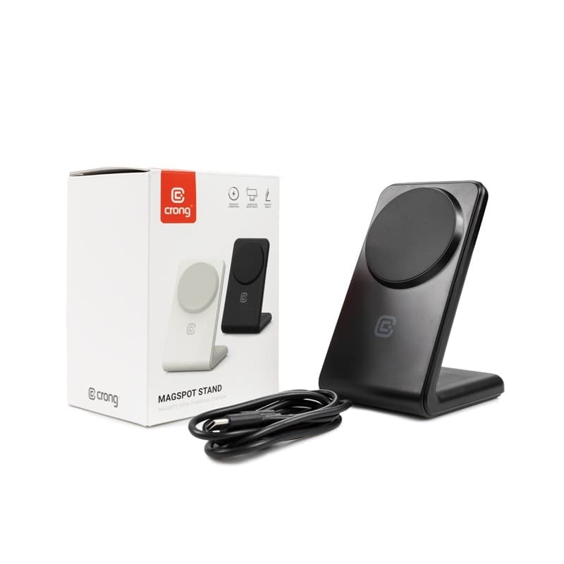 Crong MagSpot Stand - Caricabatterie wireless 2 in 1 con MagSafe per iPhone e AirPods (nero) - 9