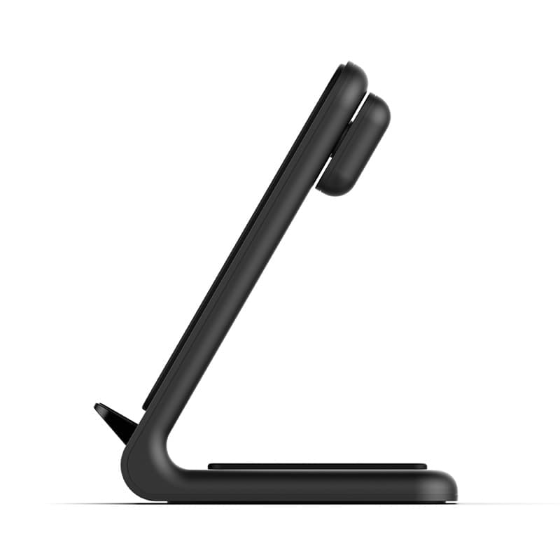 Crong PowerSpot Pivot Stand - Caricabatterie wireless 3 in 1 per iPhone, Samsung e Android, Galaxy Watch e cuffie TWS (nero) - 3