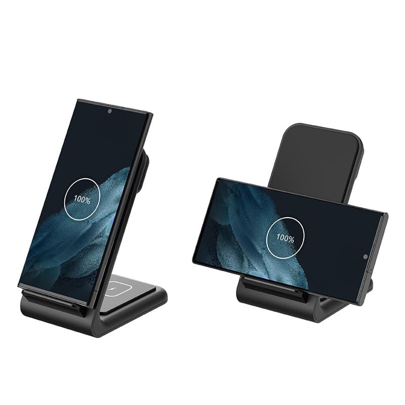 Crong PowerSpot Pivot Stand - Caricabatterie wireless 3 in 1 per iPhone, Samsung e Android, Galaxy Watch e cuffie TWS (nero) - 6
