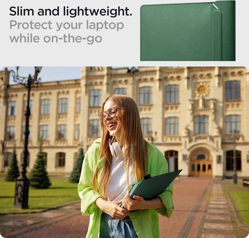 Spigen Valentinus Sleeve Laptop - 15" / 16" Notebook Case (Jeju Green) - 5