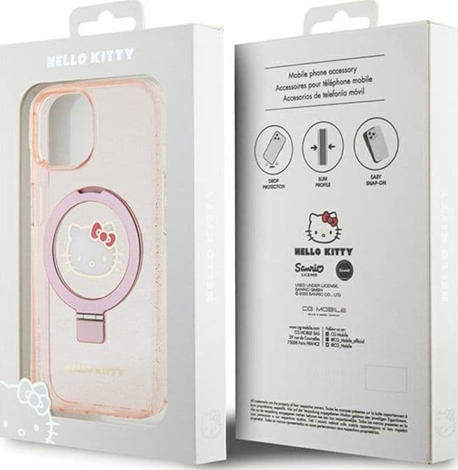 Hello Kitty Ring Stand Glitter Electrop Logo MagSafe - Case iPhone 15 / 14 / 13 (pink) - 8