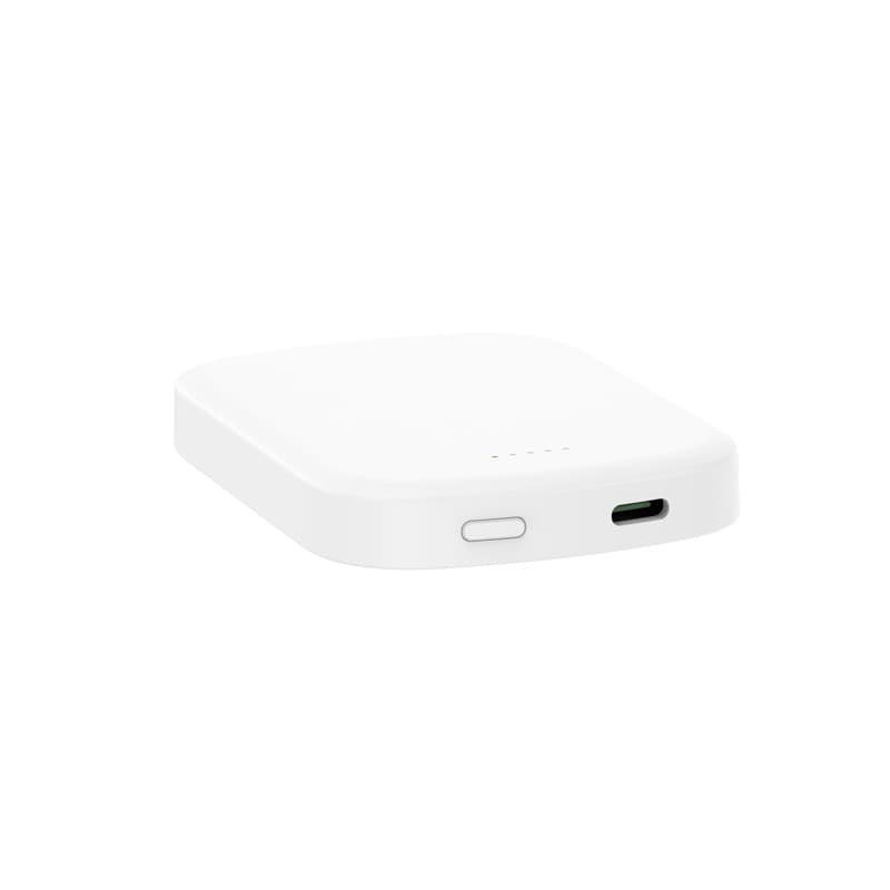 Crong MagSpot Power Bank - Power Bank wireless ultra sottile con MagSafe 5000 mAh, USB-C 20 W PD (bianco) - 8