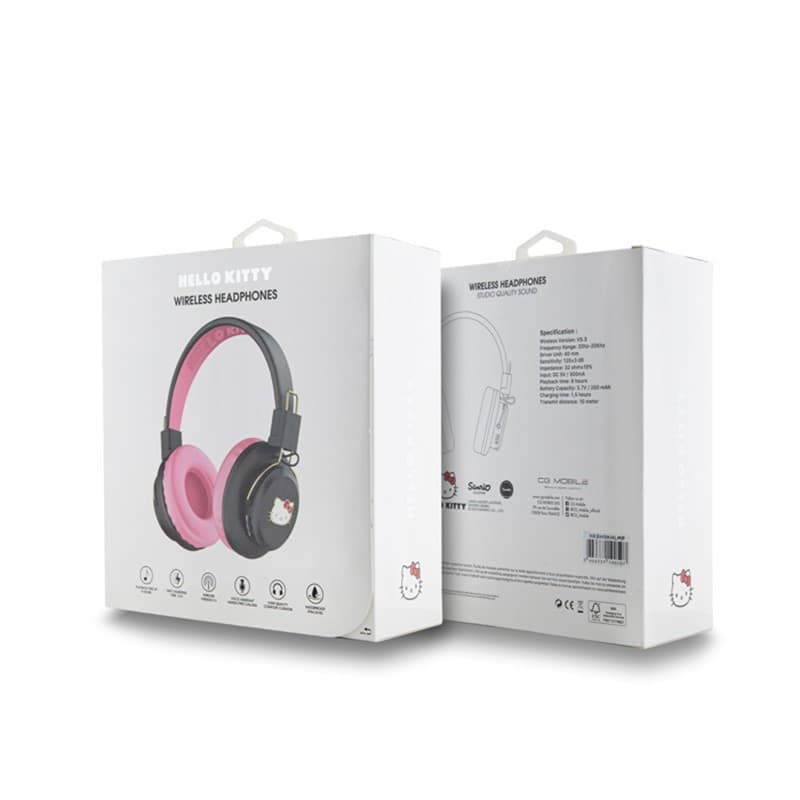 Hello Kitty Metal Logo Round Shape - Bluetooth wireless in-ear headphones V5.3 (pink) - 4