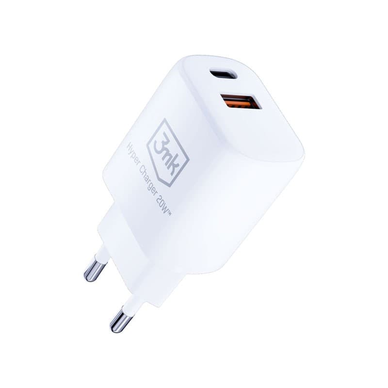 3mk Hyper Charger - USB-A QC 3.0 + USB-C PD 20W mains charger (White) - 4