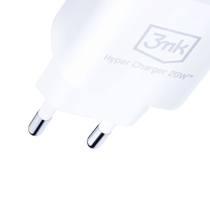 3mk Hyper Charger - USB-A QC 3.0 + USB-C PD 20W mains charger (White) - 10