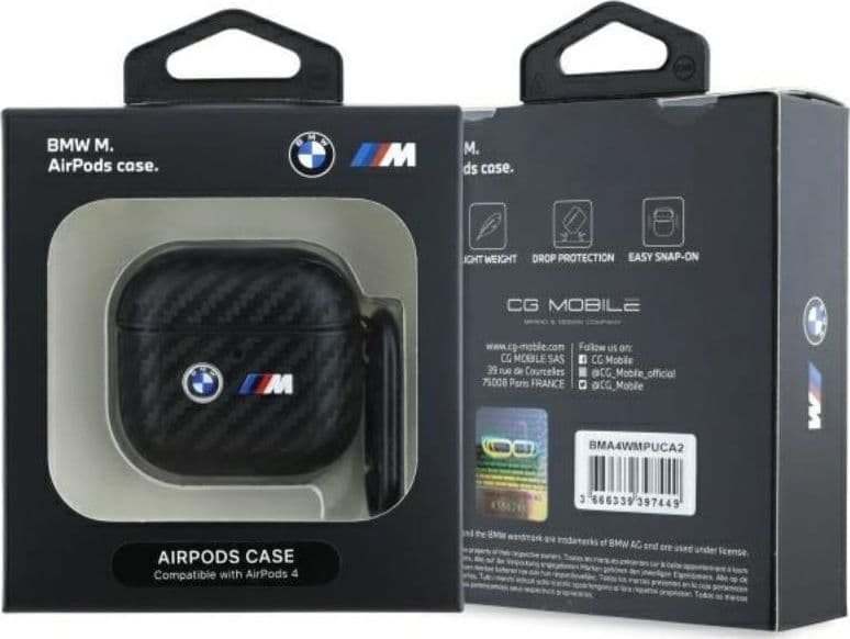 BMW Carbon Double Metal Logo - Case for AirPods 4 (black) - 3