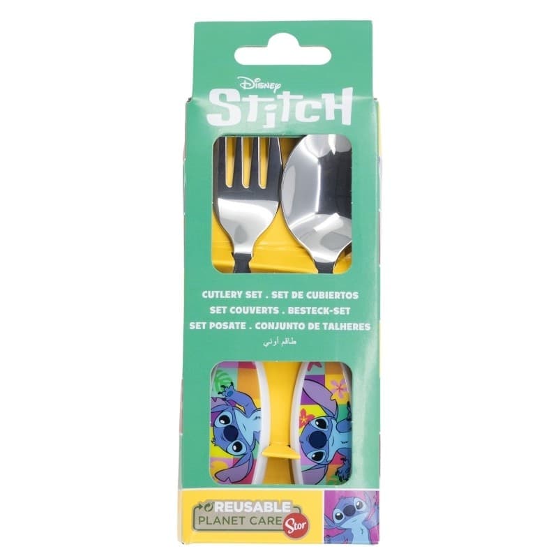 Disney Stitch - Set di posate in metallo della collezione Palms (cucchiaio e forchetta) - 2