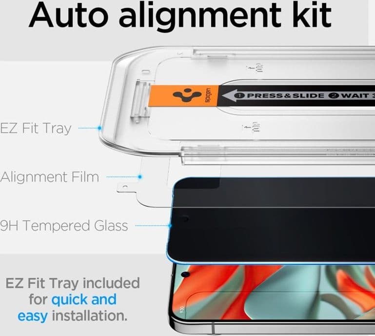 Spigen GLAS.TR EZ FIT Privacy 2-Pack - Tempered Glass with Privacy Filter for Google Pixel 9 Pro XL (2 pcs) - 9