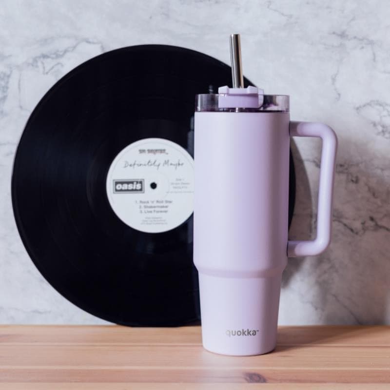 Quokka Stream - Tazza termica in acciaio inossidabile da 950 ml con cannuccia (viola) - 3