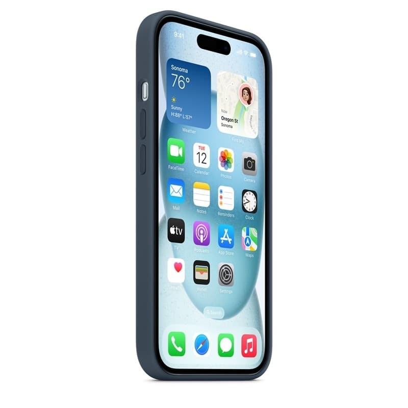 Apple Silicone Case – Silicone Case with MagSafe for iPhone 15 (Storm Blue) - 7