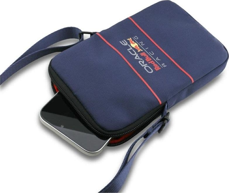 Borsa a tracolla per cellulare con logo Red Bull (blu navy) - 4