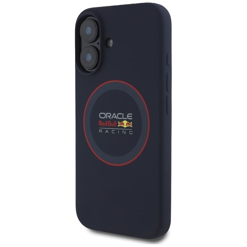 Custodia MagSafe in silicone con anello rosso Red Bull per iPhone 16 (blu navy) - 2