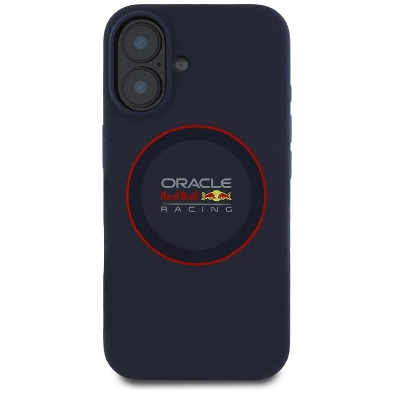 Custodia MagSafe in silicone con anello rosso Red Bull per iPhone 16 (blu navy) - 3