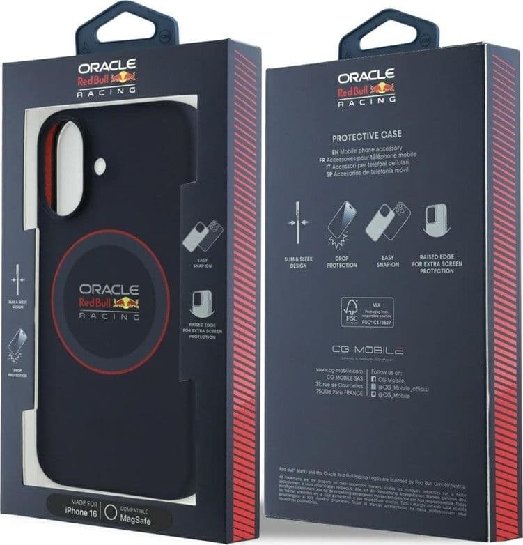 Custodia MagSafe in silicone con anello rosso Red Bull per iPhone 16 (blu navy) - 8