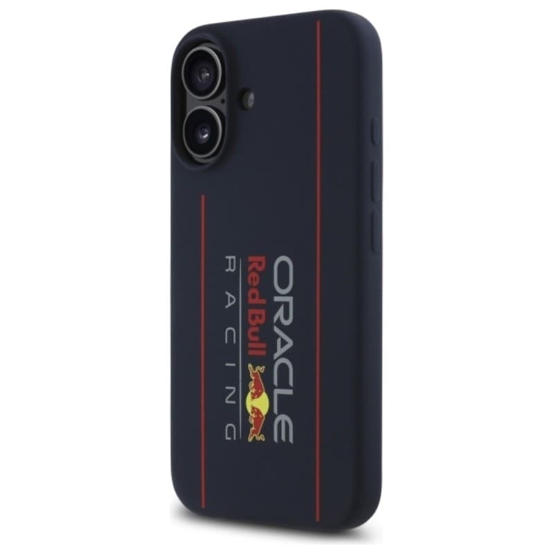 Custodia MagSafe in silicone con logo verticale Red Bull per iPhone 16 (blu navy) - 2