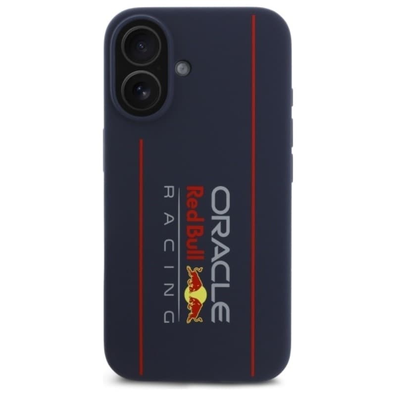 Custodia MagSafe in silicone con logo verticale Red Bull per iPhone 16 (blu navy) - 3