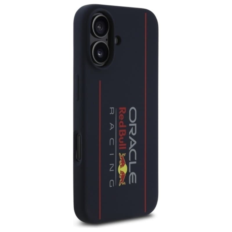 Custodia MagSafe in silicone con logo verticale Red Bull per iPhone 16 (blu navy) - 4