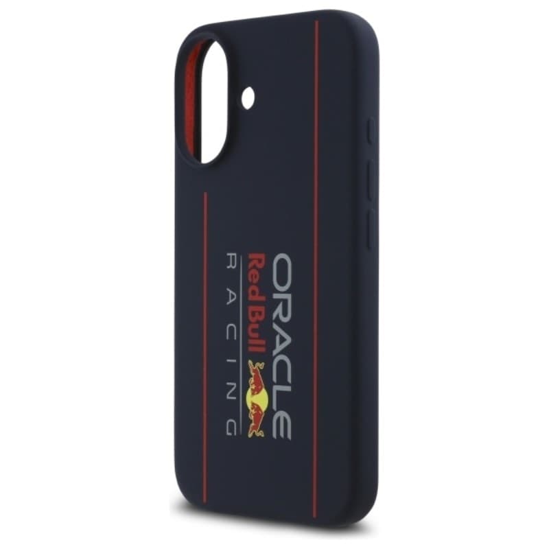 Custodia MagSafe in silicone con logo verticale Red Bull per iPhone 16 (blu navy) - 6