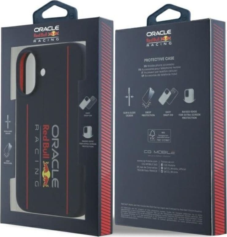 Custodia MagSafe in silicone con logo verticale Red Bull per iPhone 16 (blu navy) - 7