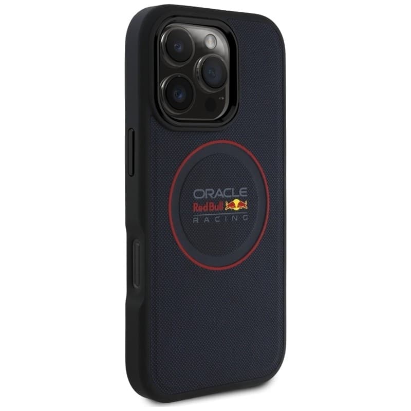 Custodia Red Bull in pelle con anello rosso e MagSafe per iPhone 16 Pro Max (blu navy) - 4