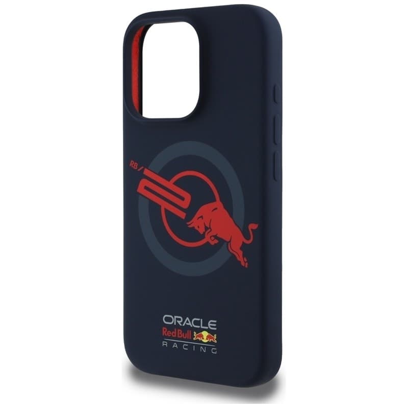 Custodia MagSafe per iPhone 16 Pro Max con logo Red Bull HC in silicone e fodera rossa (blu navy) - 6