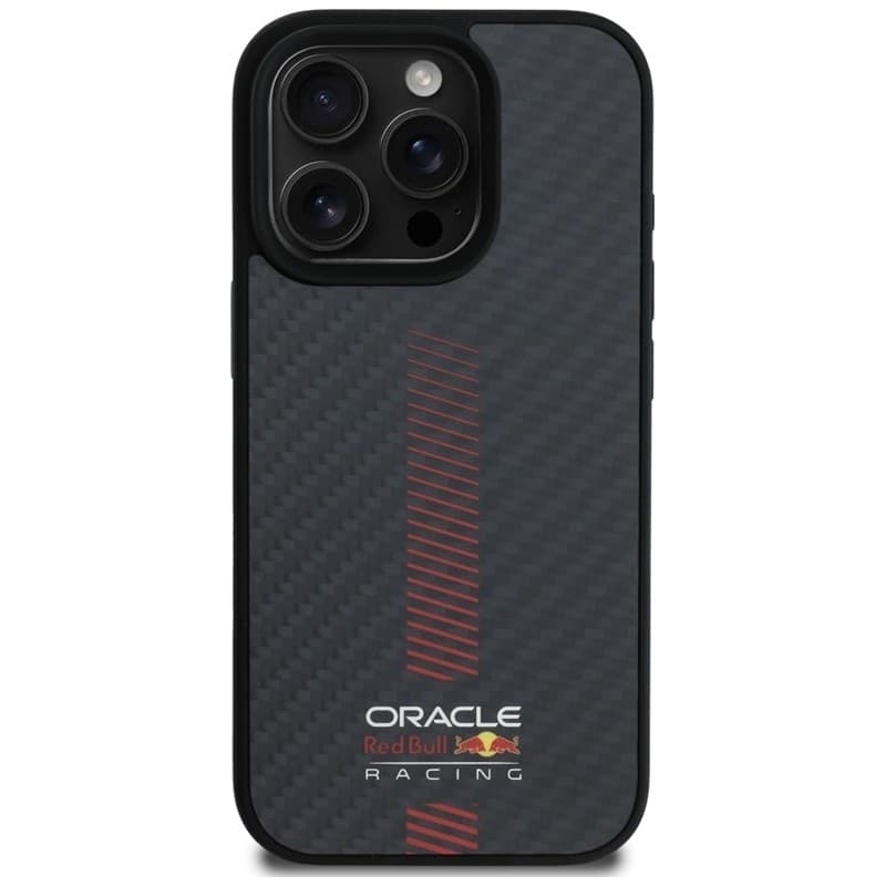 Red Bull Carbon Fiber Power Bar MagSafe - Custodia per iPhone 16 Pro (Nero) - 3