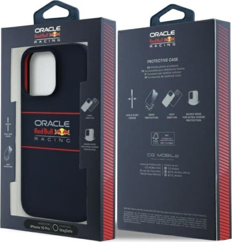 Custodia MagSafe in silicone con logo orizzontale Red Bull per iPhone 16 Pro (blu navy) - 8